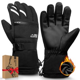 ZENUTA Snow Ski Gloves Unisex, Waterproof Gloves for Cold Weather, Winter Gloves Men, Snowboard Gloves Women, Warm Gloves(Black,S)