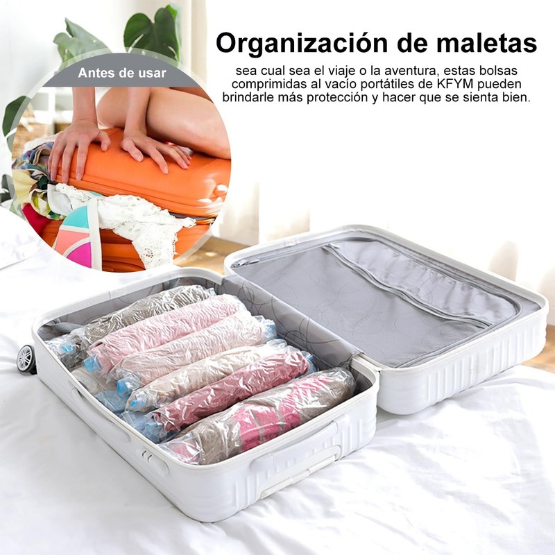 WEILAT Bolsas Vacio Ropa Enrollada a Mano, 10 Piezas Bolsas