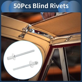 INFINAUTO Dome Head Large Flange Blind Rivets 4.8mm Grip Diameter 6mm Grip Length 9.5mm Flange Diameter Aluminum Alloy Iron Silver Tone