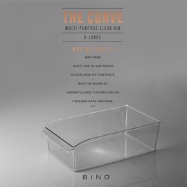 BINO | Plastic Storage Bins, X-Large | THE CURVE COLLECTION | Multi-Use Organizer Bins | Built-In Handle | BPA-Free | Pantry Organization | Home Organization | Fridge and Freezer Organizer