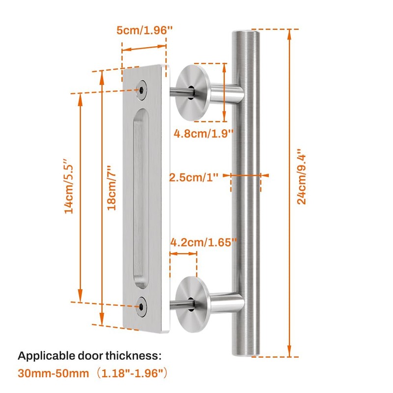CCJH 24 cm Barn Door Handle Sliding Door Handle Stainless