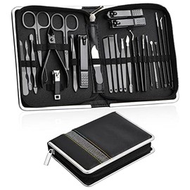Set de Manicure y Pedicure 26 en 1 Kit Manicure Profesional Acero Inoxidable Kit Cortauñas con Herramientas Remover Cutícula Kit de Uñas Kit para Pedicure/Cortar Uñas de Manos y Pies en Casa (Negro)