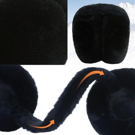 XIAOHAWANG Foldable Ear Muffs Women Winter Fluffy Earmuffs Warm Girls Ear Warmer Soft Outdoor Ear Cover (A-black)