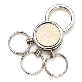 Agility affa "Triple Keychain" Key Holder, Sliding Type, 3 Layers, Key Ring, Pull Ring, Key Ring, Never Lose, Removable,, white (off-white)