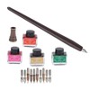 Dip Pen 4-Color Wood Pole Fountain Pen with Replaceable Nib