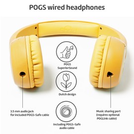 POGS Kids Wired Headphones | The Elephant 2 | Foldable, Durable Headphones for Kids 3+ | Volume Limited 85dB, Microphone | On-Ear | Music-Sharing Function Safe 3.5 mm audio cable (rYellow)