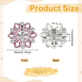 FINGERINSPIRE 4PCS Crystal Shoes Clip Platinum Alloy Shoe Clips Light Rose Rhinestone Shoe Buckles Flower Detachable Shoe Clips Shoe Buckle Clips Removable Shoe Buckle Clips for Wedding Heel Decor