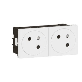 LEGRAND - Double Socket Pre-Wired with Earth Mosaic Surface Link 45° - 2P + T Socket for Plug Mounting - White