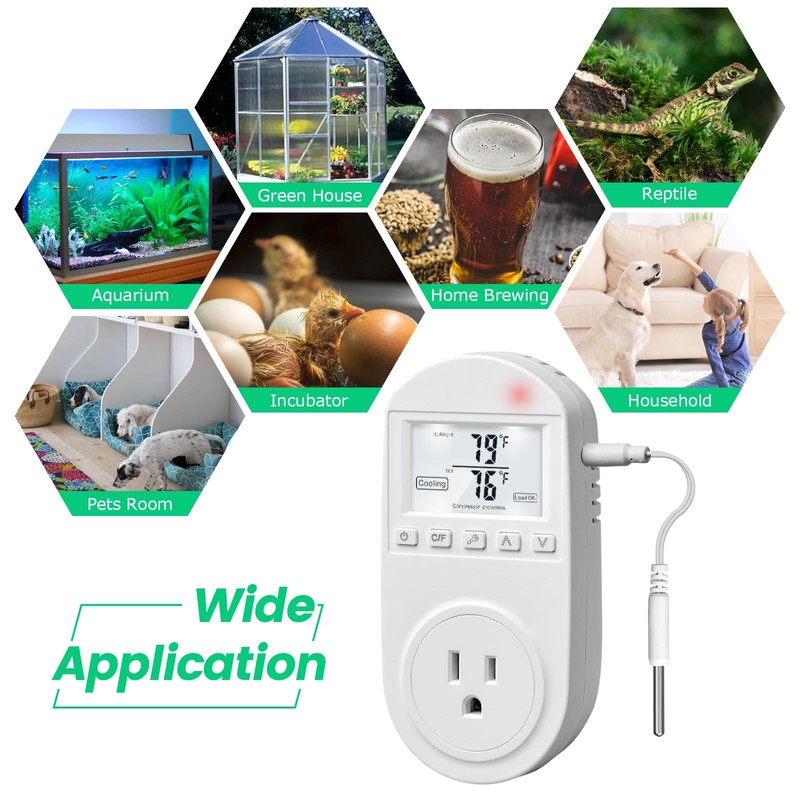 Temperature Controlled Outlet, Briidea Thermostat Outlet Compatible with Window Air
