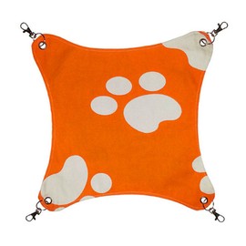 Hillento Cat Hammocks Bed Use with Cage or Chair, Reversible 2 Sides Small Pet Hammock for Kitten, Ferret, Rabbit, Rat Hammock Comfortable Pet Hanging Bed, Soft Sleepy Pad, Orange