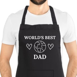 Second Ave Men's World's Best Dad Black Apron BBQ Grill Cooking Kitchen Apron
