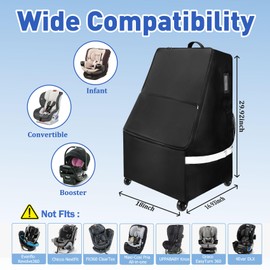Upgrade Carseat Travel Bag for Airplane With Wheels, Carseat Travel Bag for Airplane, Car Seat Travel Bag With Wheels, Padded Car Seat Travel Bag for Heavy-Duty Protection for Air Travel & Road Trips
