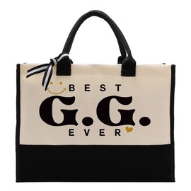 Canvas Bag for G.G., Best G.G. Ever, Cotton Canvas Tote Bag, Grandma Gift for Mother's Day Christmas Thanksgiving, Womens Weekend Bag, Reusable Grocery Bags for Picnic Shopping Holiday Camping