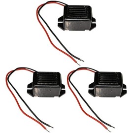 Electronix Express 3 Pack 85dB Buzzer 3-6V DC with Wire Leads, 1.31" x 0.70" x 0.60", Black