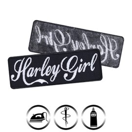 Harley Girl Harley Iron-On Patch Biker Girl Patch Motorcycle Iron-On Patches Gift for Motorcyclists Application for Jacket/Vest/Jeans/Motorcycle Suitcase 100 x 35 mm