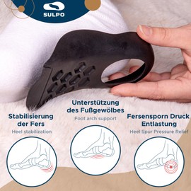 SULPO 3/4 Heel Spur Insoles, Heel Pads, Heel Protection, Heel Cushions, Heel Pads for Heel Spurs and Flat Feet, Longitudinal Arch Support, Heel Stabilisation, EU 40-43, L