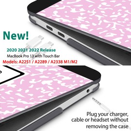 Tuiklol for 2022 2021 2020 New MacBook Pro 13 inch Case M2 Clip M1 A2338 A2289 A2251, Plastic Hard Shell Case with Keyboard Cover for MacBook Pro 13 Touch Bar, Composition Book