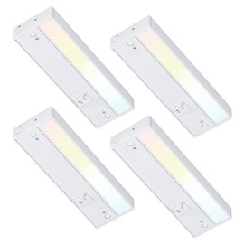 TORCHSTAR LED Under Cabinet Task Lighting 3CCT, Hardwired or Plug-in, Dimmable & Linkable, 3 Color Selectable - 3000K/4000K/5000K, 6W 360LM, ETL & Energy Star, 12 Inch, 120V, Aluminum, 4 Pack