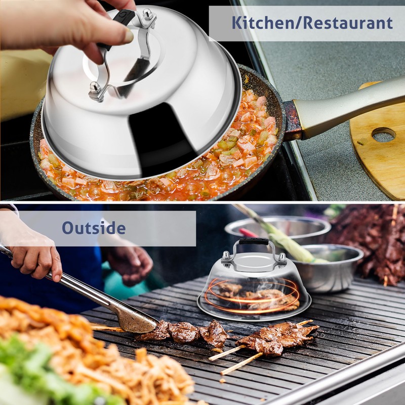 Herogo Cheese Melting Dome, 2 Pieces Stainless Steel Burger Cover