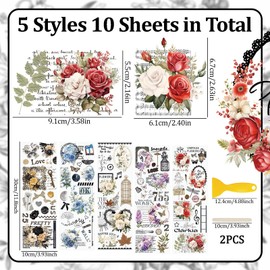 WANDIC 10 Sheets Lace Pattern Rub On Transfer Stickers Furniture Stickers Waterproof Furniture Stickers for DIY Crafts Gift Bouquet Decoration 10x30cm