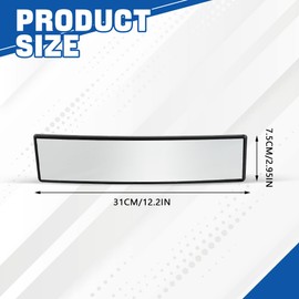 Hbxdeco Car Rear View Mirror, Automotive Panoramic Convex Rearview Mirror, Interior Clip-on Wide Angle Rear View Mirror, Universal 11.81 Inch Extended Car Mirror to Reduce Blind Spot