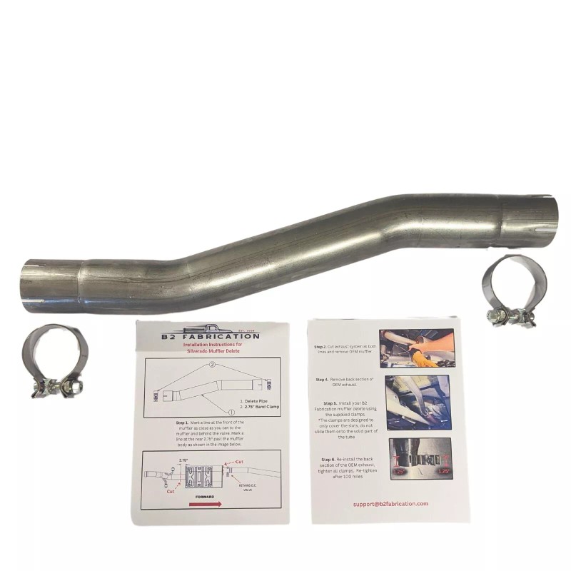 B2 Fabrication 2014-2025 Silverado 5.3L Muffler Delete, Aggressive Sound