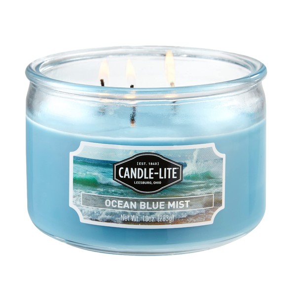 CANDLE-LITE Ocean Blue Mist Scent 3-Wick Aromatherapy Candle with 20-40
