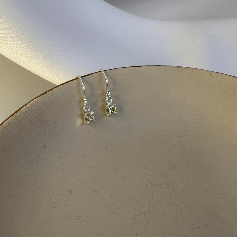 Sterling Silver Peridot CZ August Birthstone Dangle Earrings