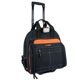MELOTOUGH LED-Light Rolling Tool bag with Telescoping Handle Heavy Duty Rolling Tool Bag with Wheels,Electrician tool bag for men Heavy Duty,Wheels Tool Bag for Electricians,Tradesmen,Trave