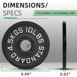 Fitvids Olympic Cast Iron 2-Inch Weight Plate for Strength Training & Weightlifting, Multiple Weights Available, 10LB (Set of 4)