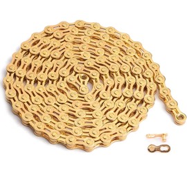 MOHEGIA Bicycle Chain, 6/7/8 Speeds: Lightweight Hollow 116 Link Variable Bike Chain Special Alloy Steel - Golden