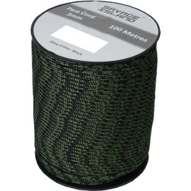 100m Reel Paracord Army Camping for Tent Basha Bivi Shelter Buidling Hammock Gardening Bushcraft in Green, Black, Coyote and Red Colours (Olive Green/Black)