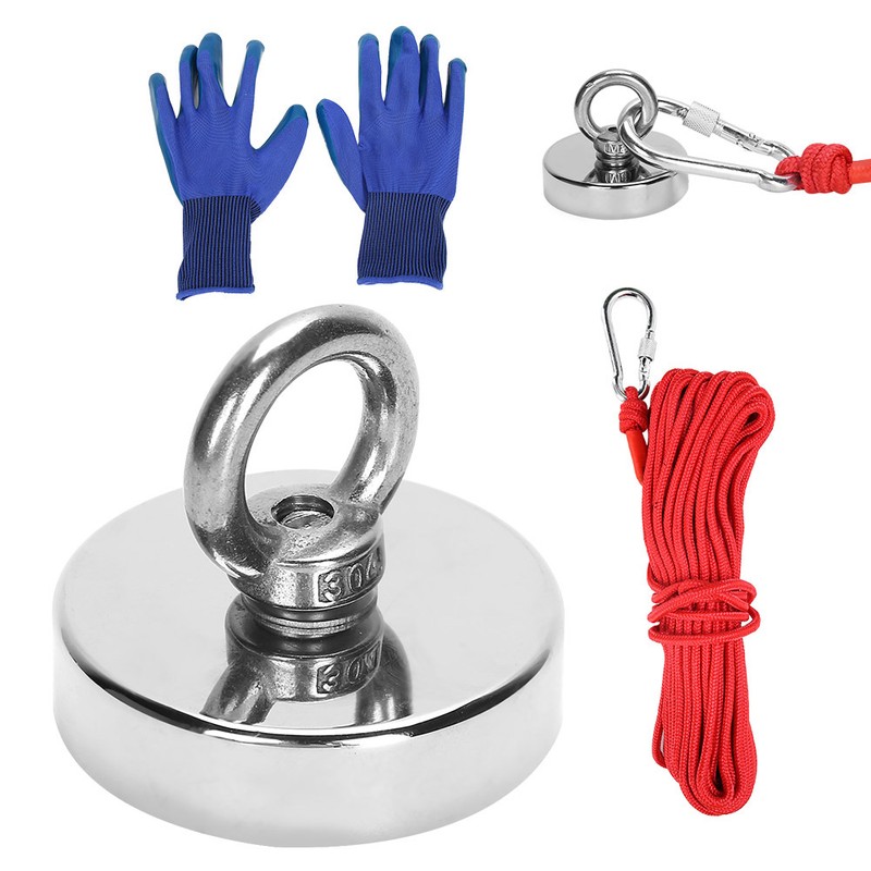 Strong Powerful Round Salvage Fishing Magnet with 20m Rope Kit