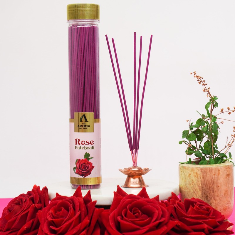The Aroma Factory Organic Incense Sticks Rose Patchouli (Herbal Agarbatti