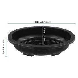 HAKZEON 12 Pcs 12 Inch Bonsai Training Pots, Matte Finish Plastic Oval Bonsai Training Pots with Drainage Hole, Oval Planters Shallow for Balcony Garden Nursery, Home Succulent, Indoor Plants, Black