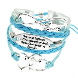 DOLON the Love Between the Grandmother and Granddaughter is Forever Bracelet Heart Infinity Blue Cord Braided Adjustable
