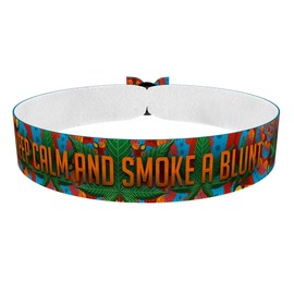 Keep calm & smoke a blunt Stoffarmband - Wasserfestes & langlebiges Trippy Stoffarmband - Geschenk für Kiffer - Unisex Armband - Festival & Freizeit Accessoire - Handgefertigtes Armband