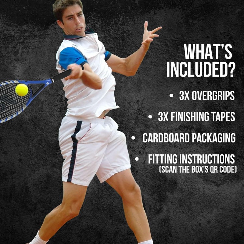 Raquex Endure Racket Overgrip Tape – 3 Pack Racquet Overgrip