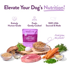 Portland Pet Food Company Mixed Fresh Dog Food Pouches Variety Pack - Human-Grade, Gluten-Free Wet Pet Meal Topper Mix-Ins & Meals - Small & Large Breed Puppy & Senior Dogs - Made in The USA - 6 Pack