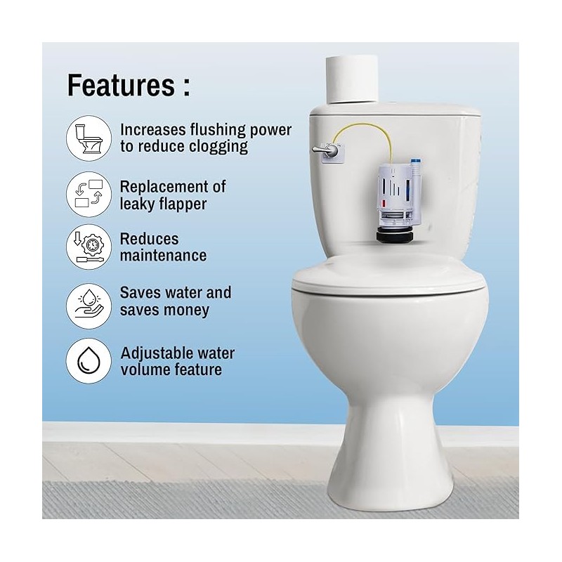 3 Inch Dual Flush Valve Complete Conversion Kit w/Handle &