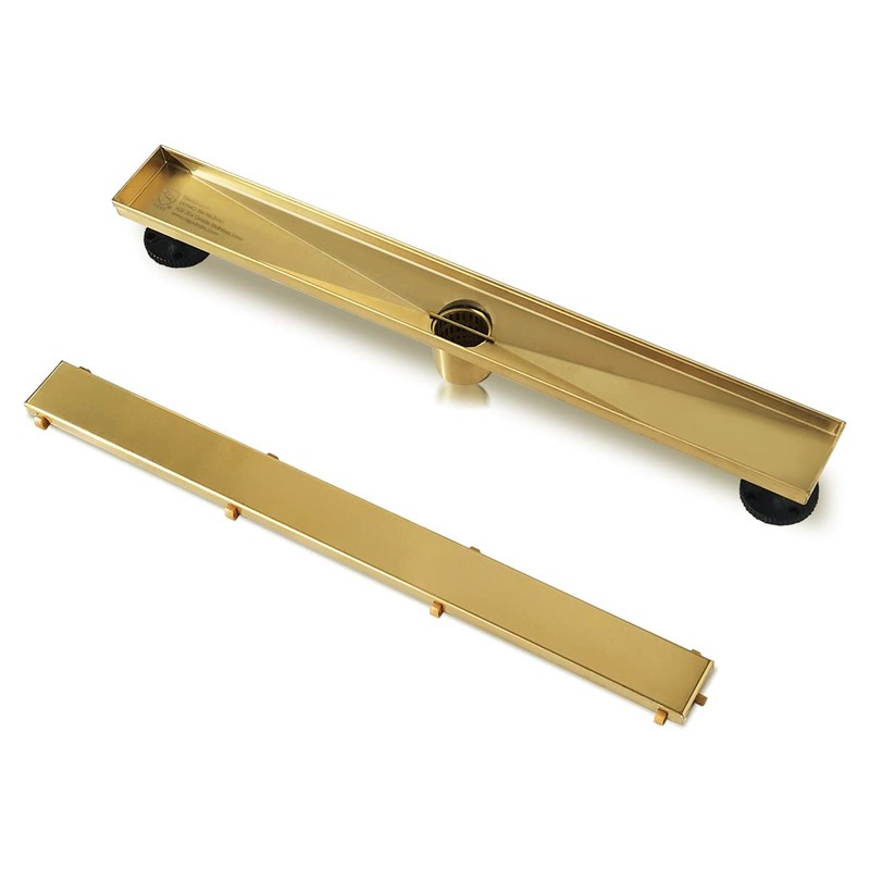 Neodrain 24-Inch Gold Linear Shower Drain, 2-in-1 Flat & Tile