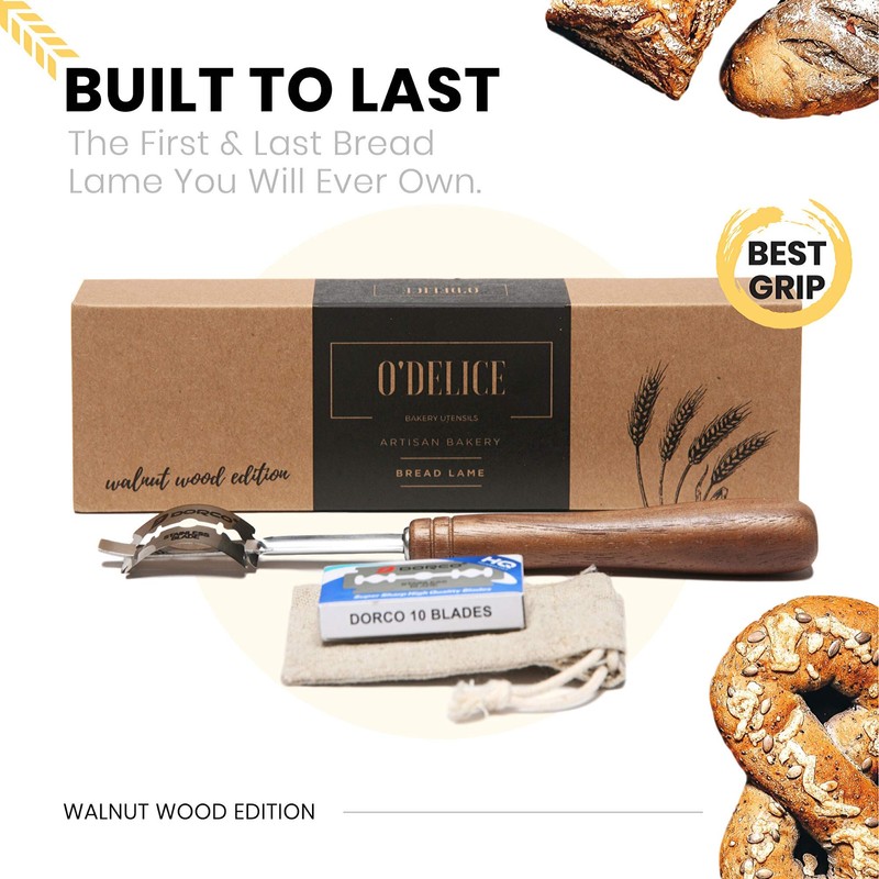 Handcrafted Bread Lame Made of Rich Dark Walnut Wood -