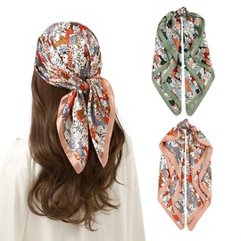 STARWHISPER 27" Square Head Scarf for Women Silk Feeling Satin Women Fashion Silk Scarf for Wrapping Hair(Cat kingdom2)