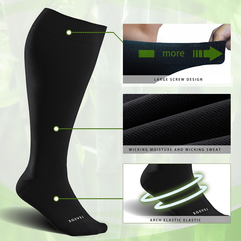 LEVSOX Plus Size Compression Socks for Women&Men Wide Calf 15-20