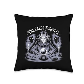 Gothic Fortune Teller & Crystal Ball – The Cards Foretell Throw Pillow