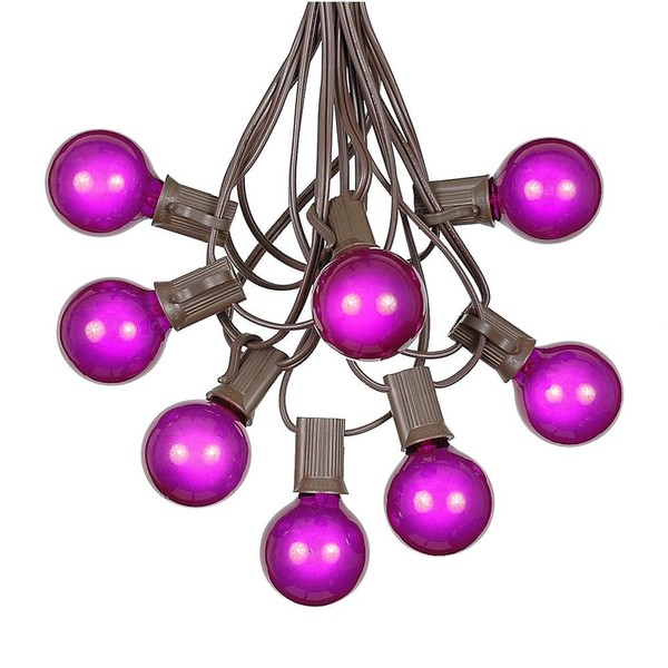 G40 Patio String Lights With 25 Purple Globe Bulbs -