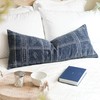 BlissBlush Dark Blue Boho Lumbar Throw Pillow Cover 14X36, Decorative