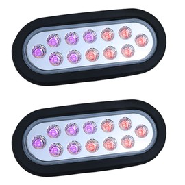 XtraGlow 6 Inch Oval Dual Revolution LED Tail Lights Red Stop Turn Tail Lights and Purple as Auxiliary Color for Truck Trailer RV IP67 Waterproof 2PCS