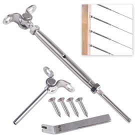 Deck Man T316-Stainless Steel Adjustable Angle 1/8" Cable Railing Kit/Hardware for Wood Post，Marine Grade (10 Pack)