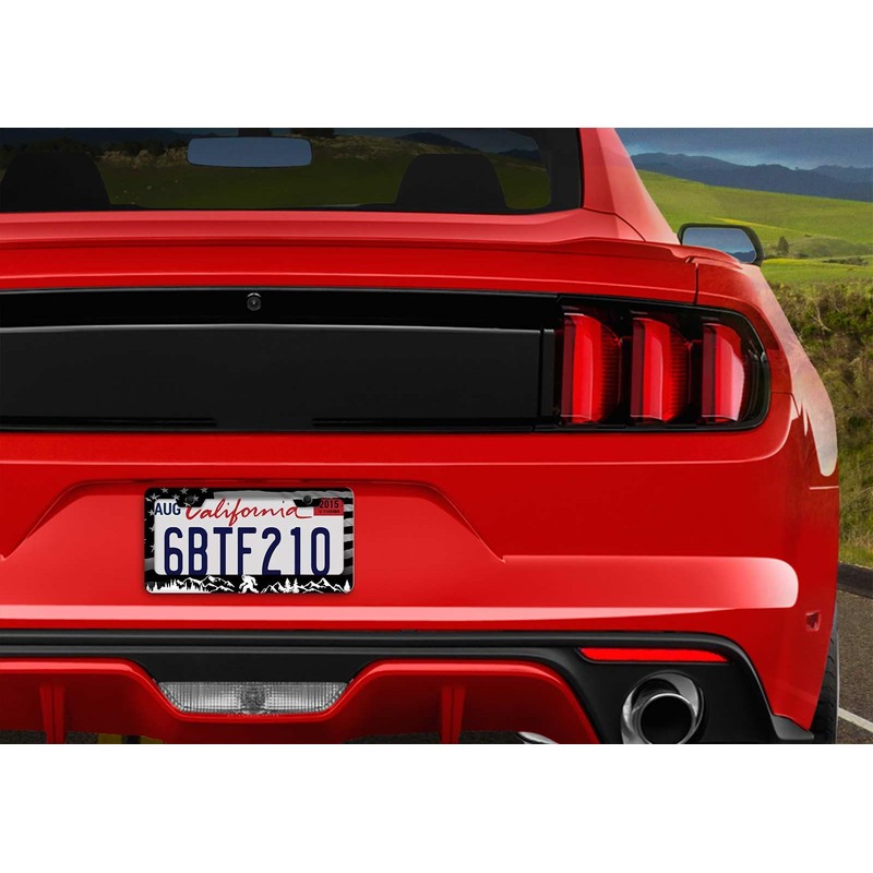 1Pack Bigfoot & American Flag License Plate Frame